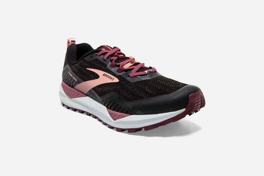 Brooks Running Shoes - Cascadia 15 Trail Womens - Black/Pink - ERY-628340